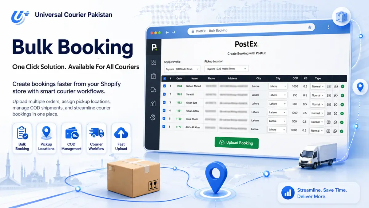Bulk booking Shopify orders with PostEx from one screen