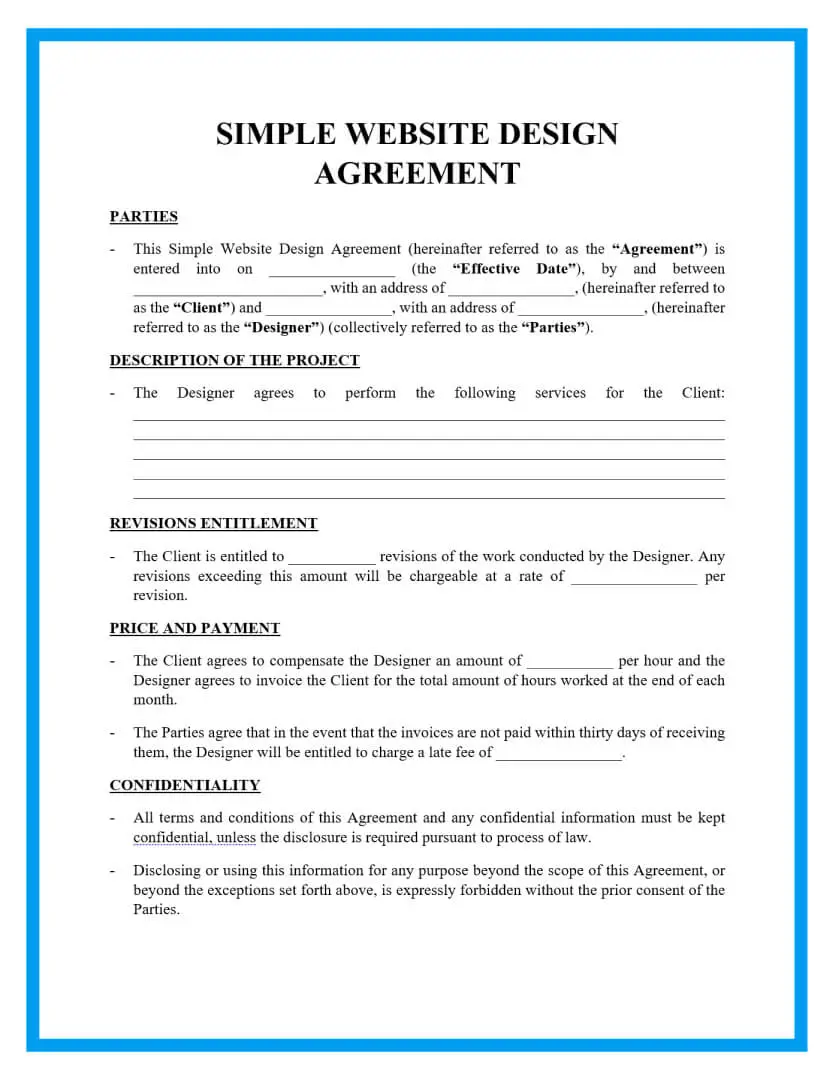 A simple website design agreement template